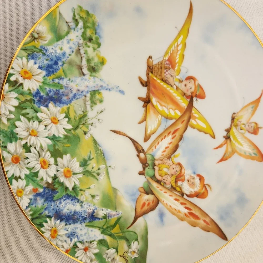 Fantasy Fairy Collector Plate Woodmere Off to the Picnic Seima Little People Vtg
